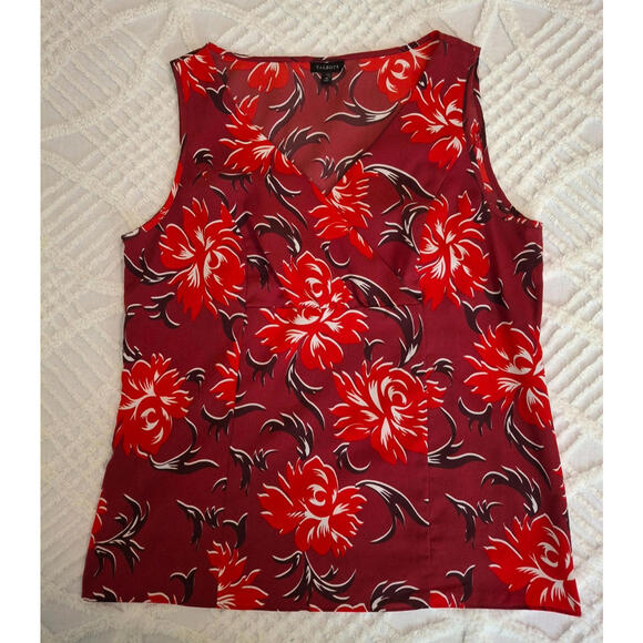 Talbots Tops - Talbots Women's Size 10 Sleeveless V-Neck Red & Maroon Floral‎ Side Zip Blouse